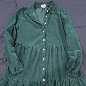 J. Crew Teal Button-Down Midi Dress